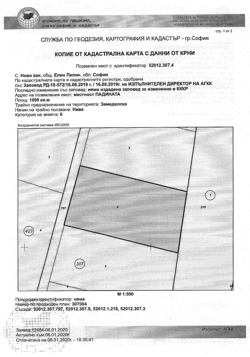 Продава ЗЕМЕДЕЛСКА ЗЕМЯ в област София, с. Нови хан - 1.099 дка / 32 000 € » 62 586.56 лв., Т. ВИТАНОВ