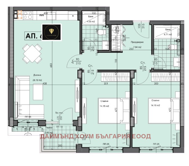 In vendita  2 camere da letto Plovdiv , Gagarin , 109 mq | 91508737 - Immagine [2]