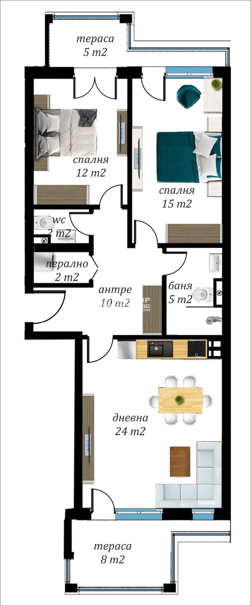 Eladó  2 hálószobás Plovdiv , Vastanicseski , 112 négyzetméter | 77600376 - kép [2]