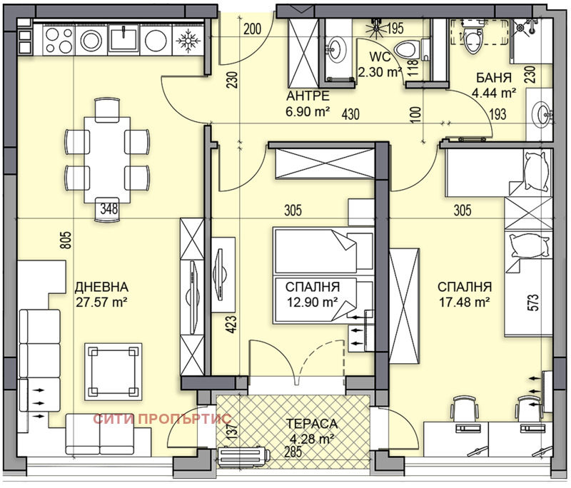 À vendre  2 chambres Plovdiv , Gagarin , 104 m² | 64818250