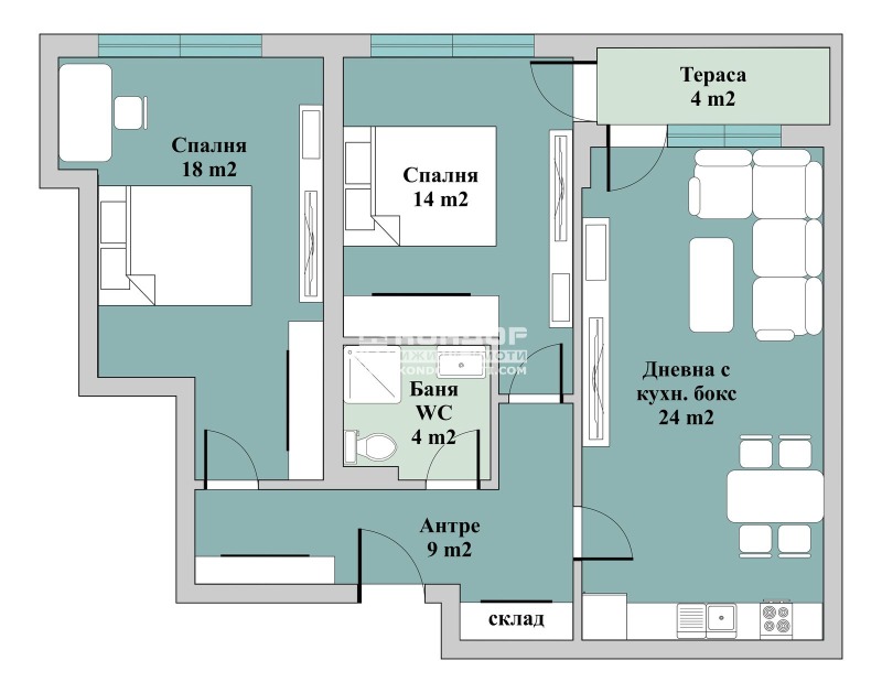 En venta  2 dormitorios Plovdiv , Trakiya , 102 metros cuadrados | 28344987 - imagen [3]