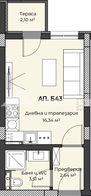 Продава  1-стаен град Пловдив , Христо Смирненски , 36 кв.м | 45805101 - изображение [3]