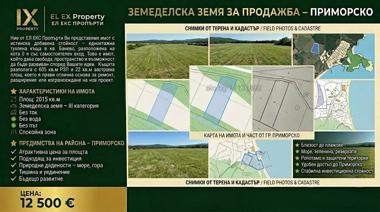 Продава ПАРЦЕЛ, гр. Приморско, област Бургас
