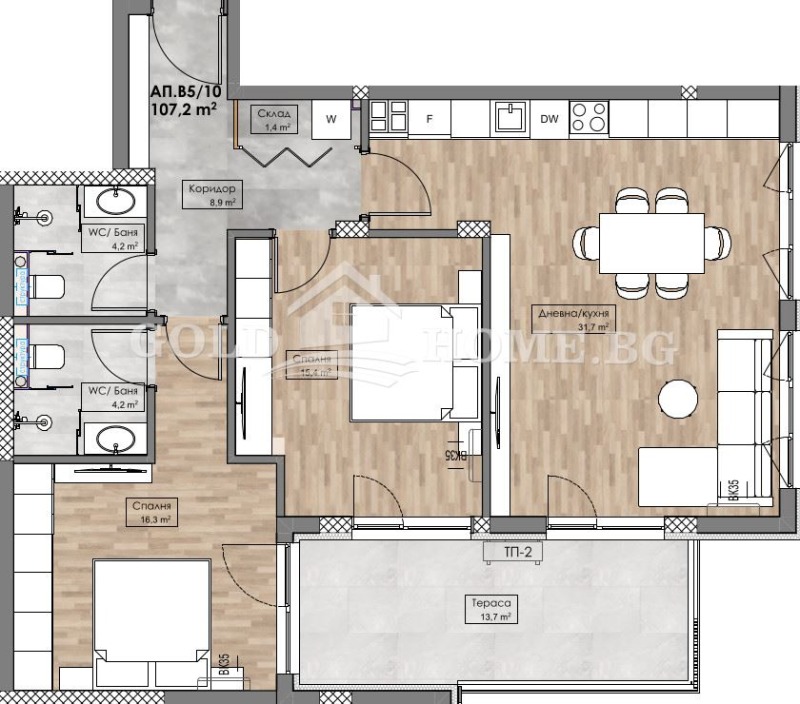 En venta  2 dormitorios Plovdiv , Karshiyaka , 106 metros cuadrados | 37836319 - imagen [10]