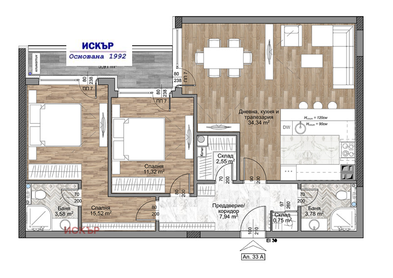 Продава 3-СТАЕН в град София, Младост 4 - 113 кв.м / 264 775 € » 517 854.89 лв., ИСКЪР