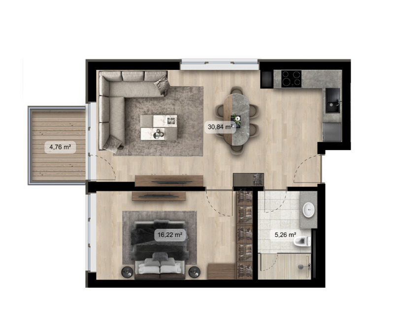 Продаја  1 спаваћа соба Софија , Полигона , 90 м2 | 32079350 - слика [4]