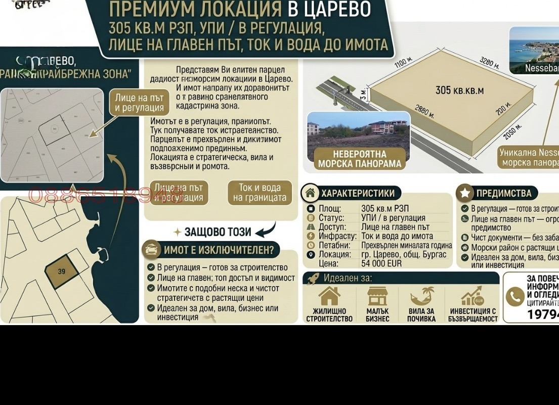 Продава ПАРЦЕЛ, гр. Царево, област Бургас