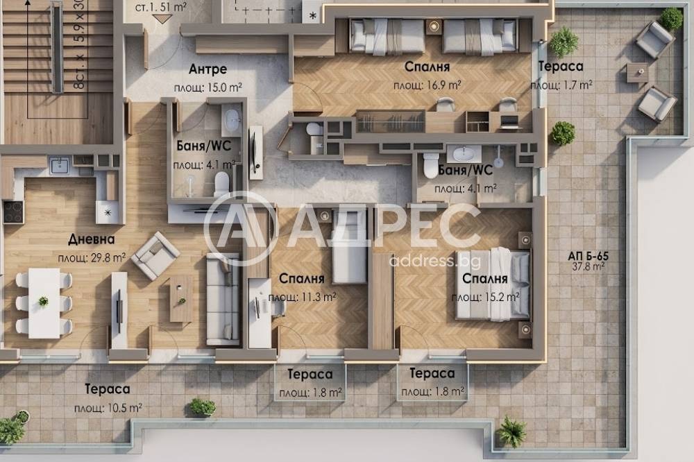 Продава 3-СТАЕН, гр. София, Малинова долина, снимка 5 - Апартаменти - 55661802
