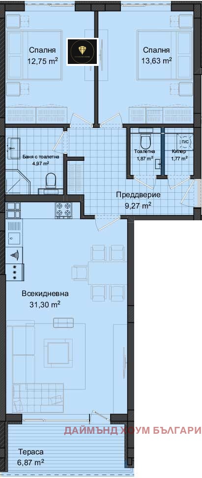 En venta  2 dormitorios Plovdiv , Gagarin , 117 metros cuadrados | 40700914 - imagen [2]