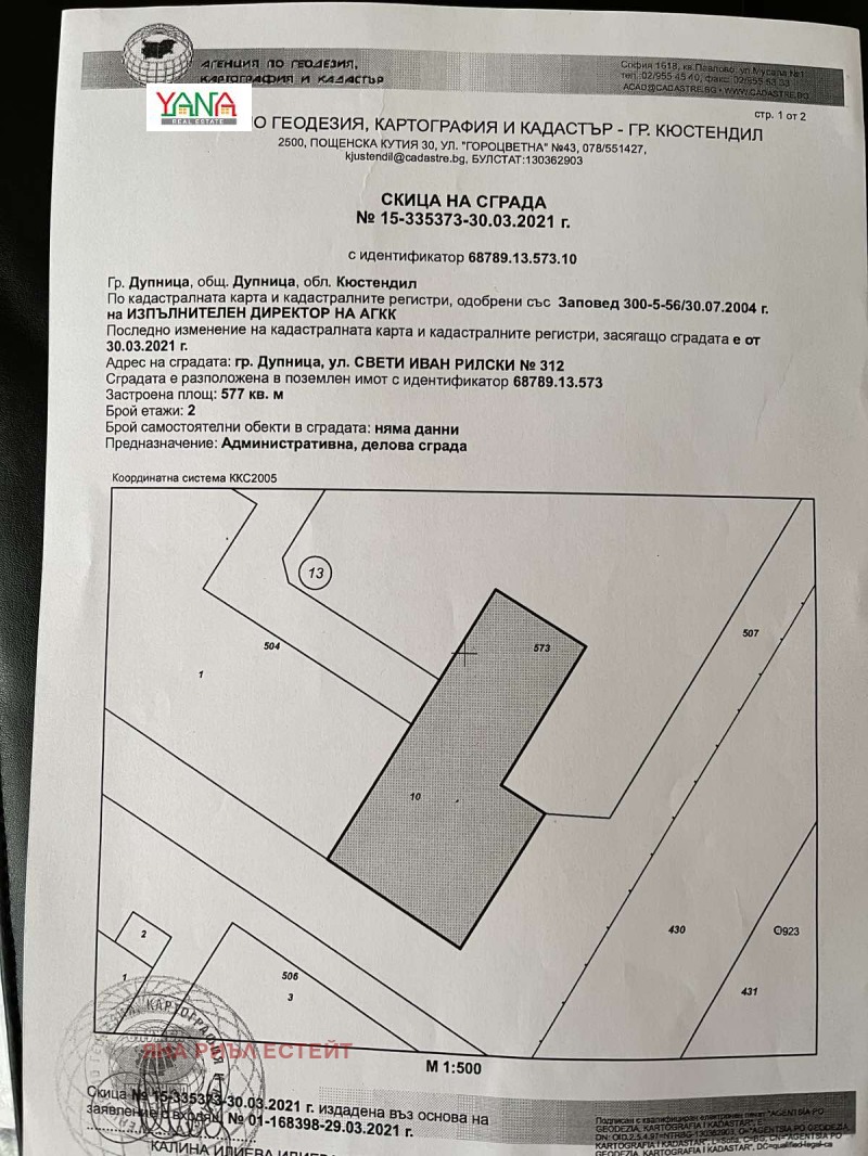 Продава САМОСТОЯТЕЛНА СГРАДА в област Кюстендил, гр. Дупница - 2304 кв.м / 510 000 € » 997 473.30 лв., ЯНА РИЪЛ ЕСТЕЙТ