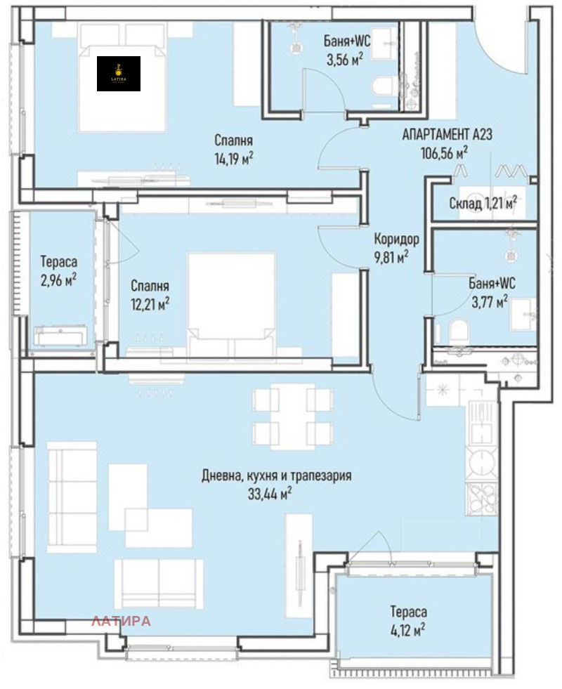 In vendita  2 camere da letto Sofia , Mladost 4 , 133 mq | 97011144