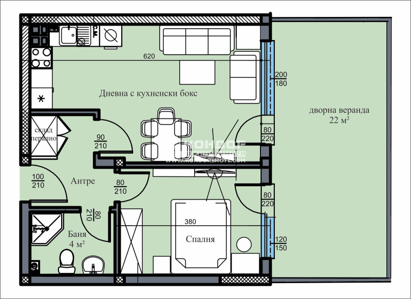 Satılık  1 yatak odası Plovdiv , Vastaniçeski , 76 metrekare | 46448926 - görüntü [2]