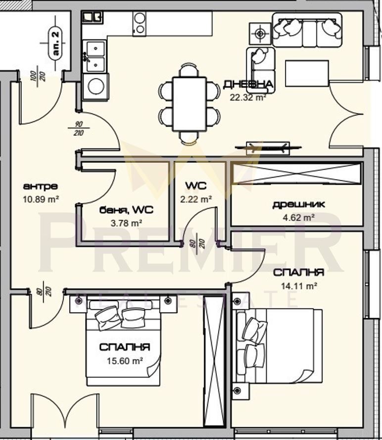 Zu verkaufen  2 Schlafzimmer Warna , Wladislaw Warnentschik 1 , 102 qm | 37153044