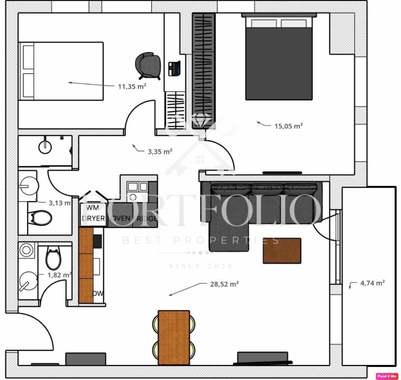 Продава 3-СТАЕН, гр. София, Кръстова вада, снимка 2 - Aпартаменти - 47425174