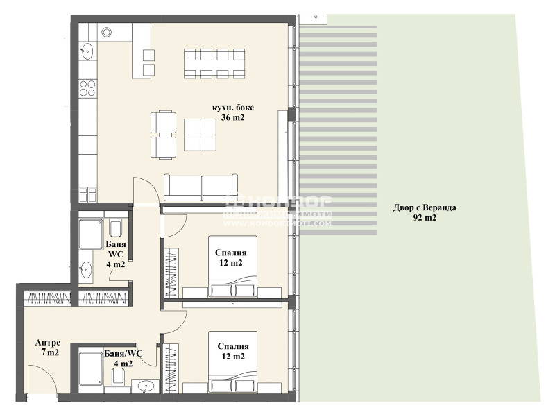 En venta  2 dormitorios Plovdiv , Zapaden , 208 metros cuadrados | 81105270 - imagen [2]