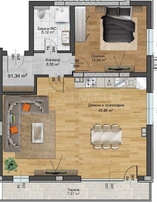 Продается  1 спальня Пловдив , Христо Смирненски , 91 кв.м | 25926778 - изображение [2]