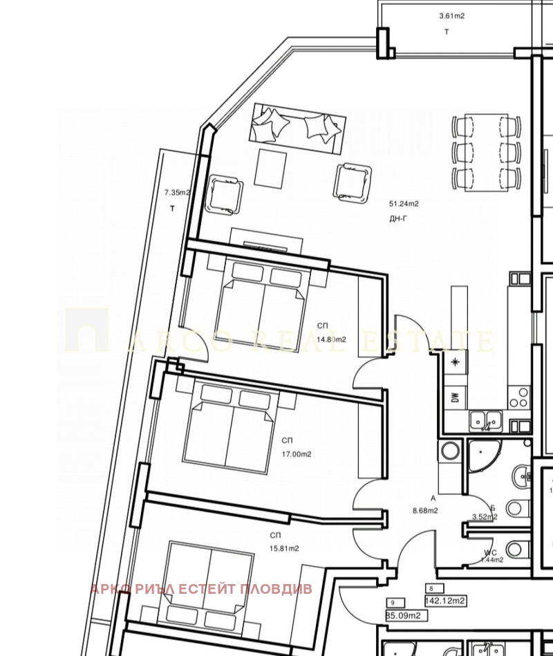 Продава 3-СТАЕН в град Пловдив, Център - 164 кв.м / 245 500 € » 480 156.27 лв., АРКО РИЪЛ ЕСТЕЙТ ПЛОВДИВ