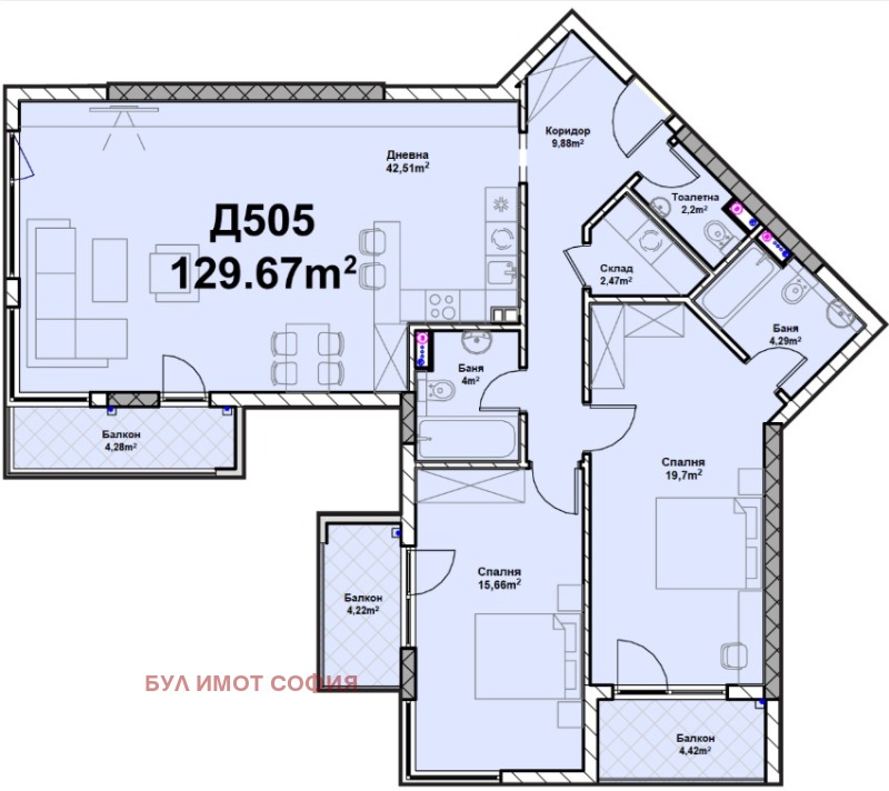 In vendita  2 camere da letto Sofia , Poligona , 154 mq | 30170995 - Immagine [2]