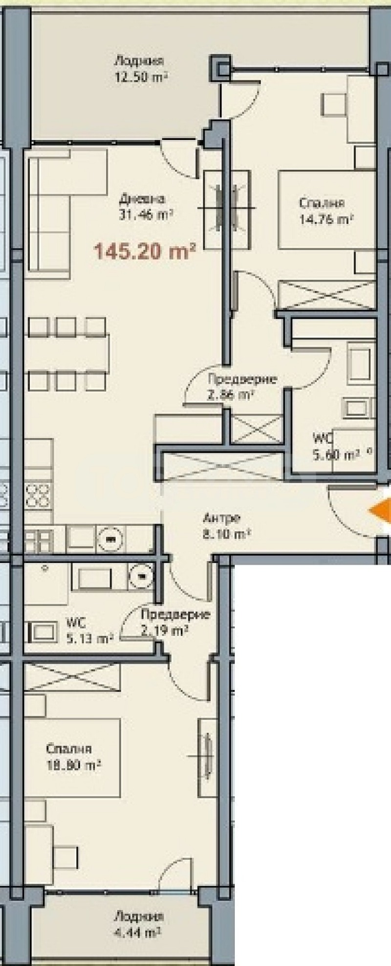 Продаја  2 спаваће собе Варна , м-т Ален мак , 145 м2 | 87263678 - слика [10]