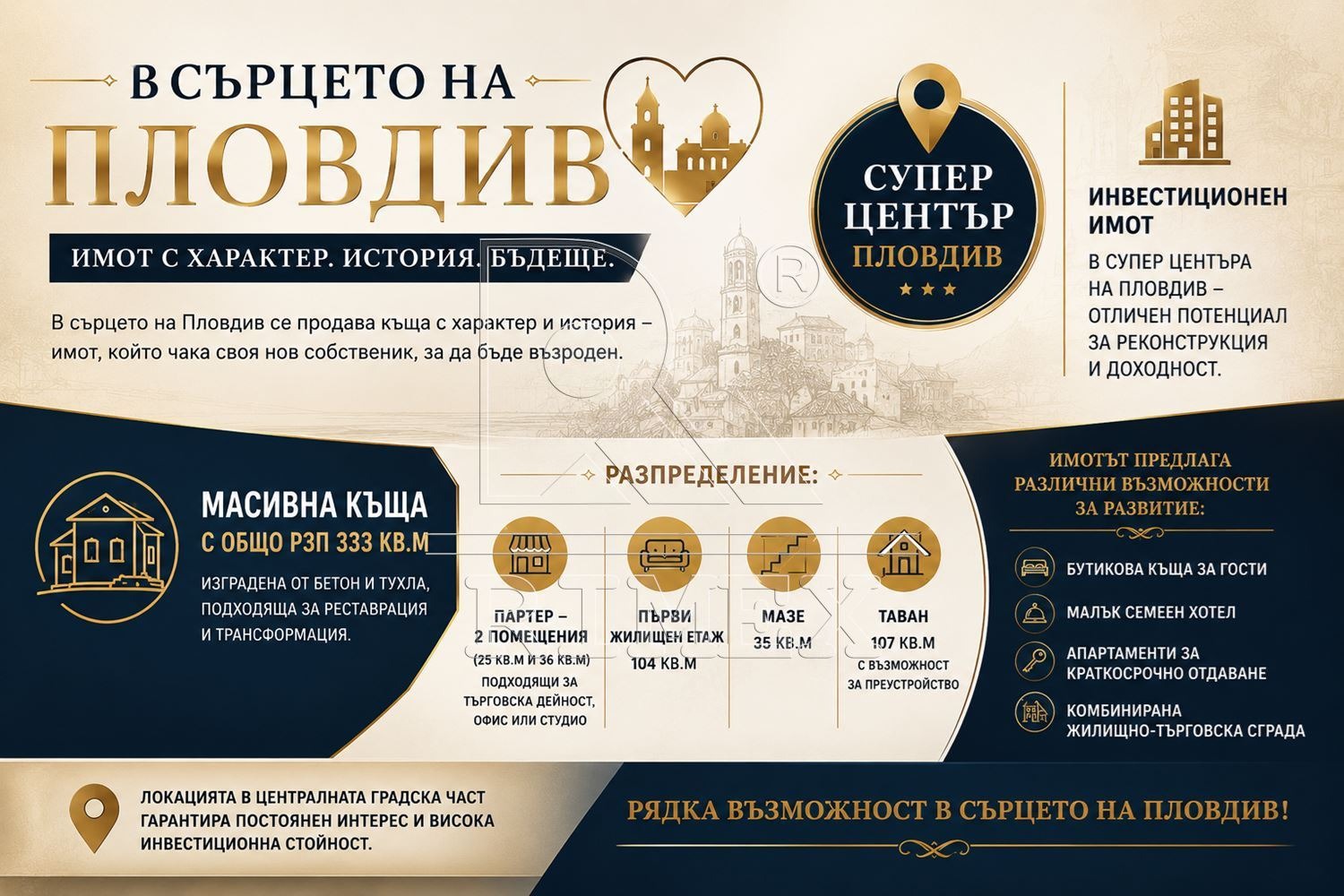 Продава КЪЩА, гр. Пловдив, Център