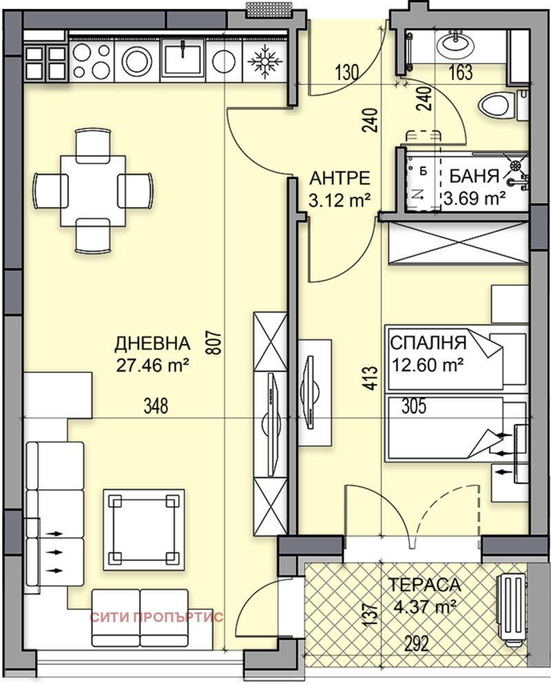 De vânzare  1 dormitor Plovdiv , Gagarin , 71 mp | 73969721