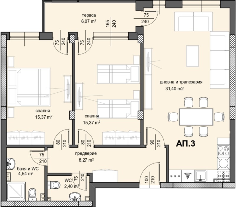 For Sale  2 bedroom Plovdiv , Tsentar , 119 sq.m | 76478241