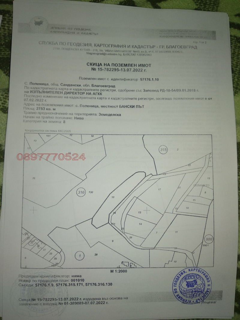 Продава ЗЕМЕДЕЛСКА ЗЕМЯ, с. Поленица, област Благоевград, снимка 8 - Земеделска земя - 48992428