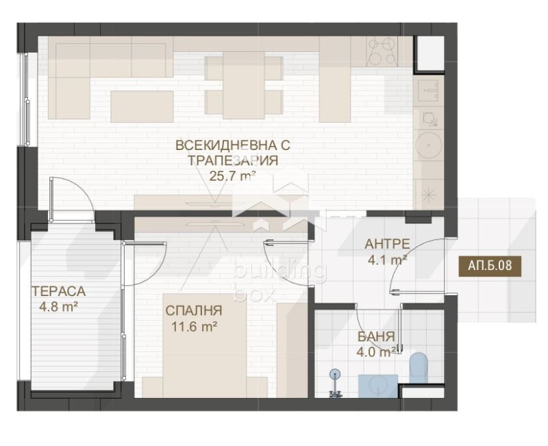 Myytävänä  1 makuuhuone Plovdiv , Tsentar , 70 neliömetriä | 20543566 - kuva [2]