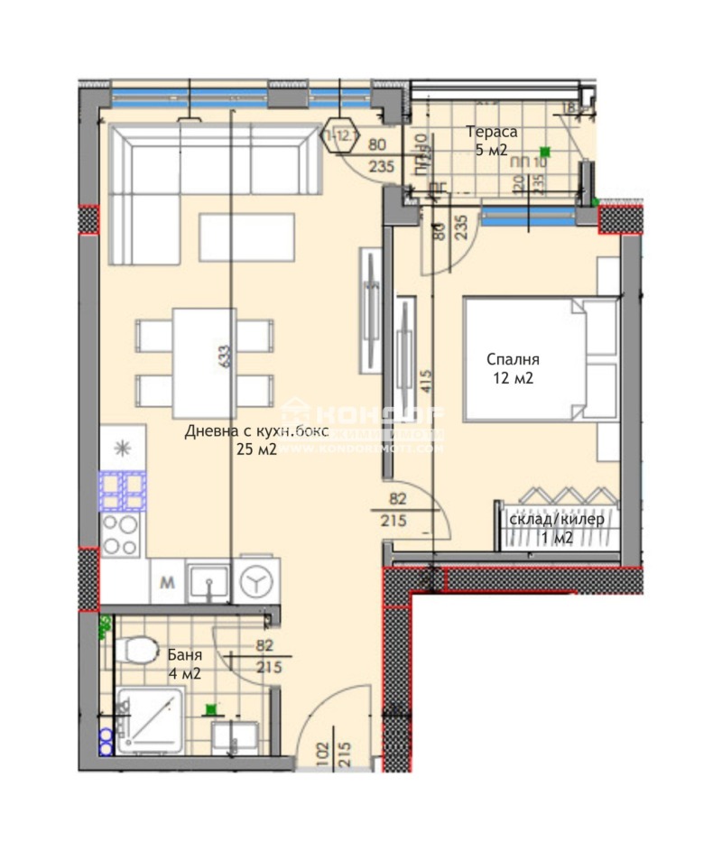Till salu  1 sovrum Plovdiv , Trakija , 63 kvm | 17635104 - bild [2]