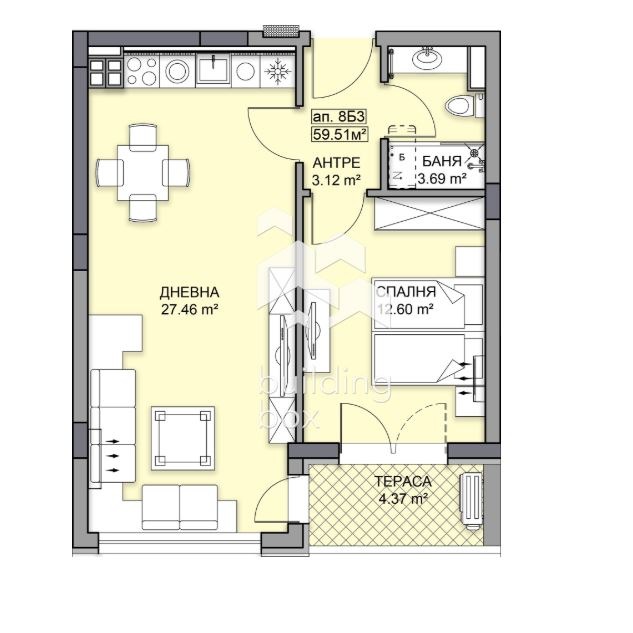 In vendita  1 camera da letto Plovdiv , Gagarin , 71 mq | 38840727 - Immagine [2]
