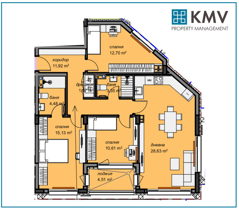 Till salu  3 sovrum Sofia , Mladost 4 , 131 kvm | 14848304