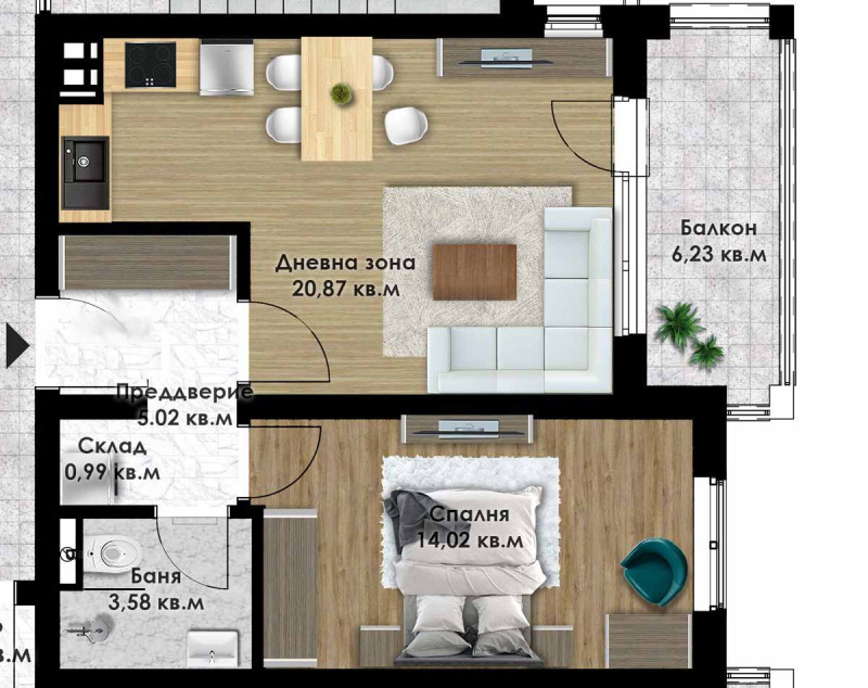 À venda  1 quarto Plovdiv , Iujen , 71 m² | 33942254 - imagem [2]