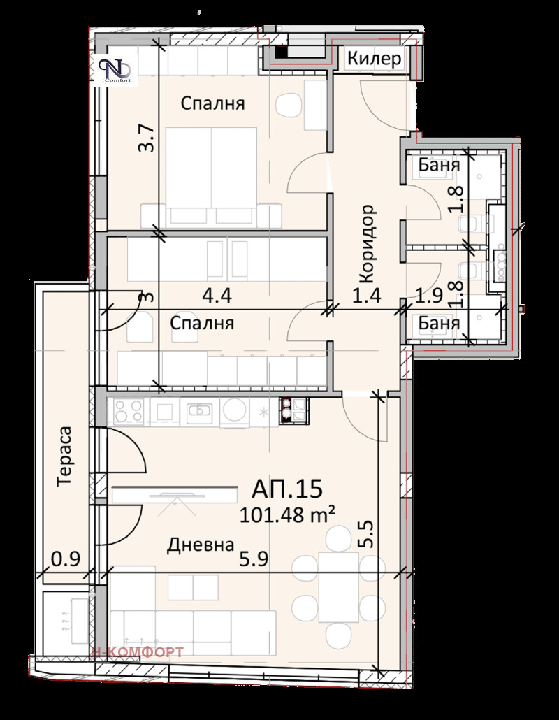 Продава 3-СТАЕН, гр. София, Люлин - център, снимка 6 - Aпартаменти - 47382659