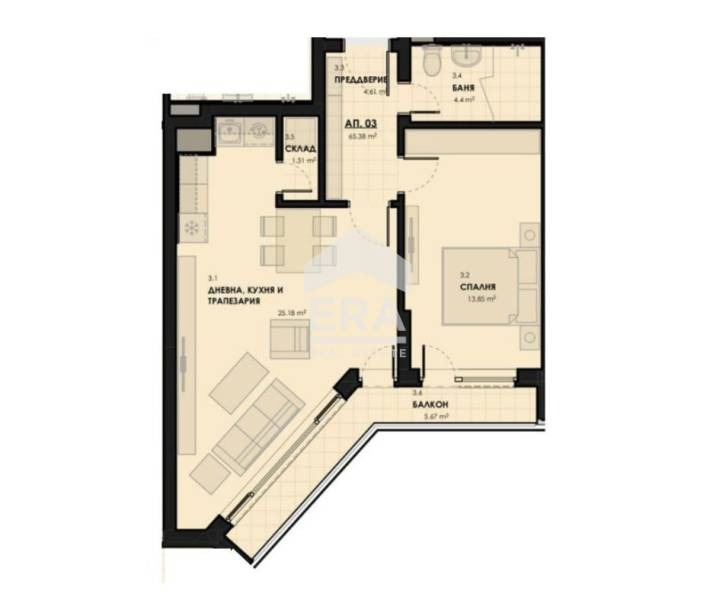 Till salu  1 sovrum Sofia , Lagera , 78 kvm | 91281042 - bild [4]