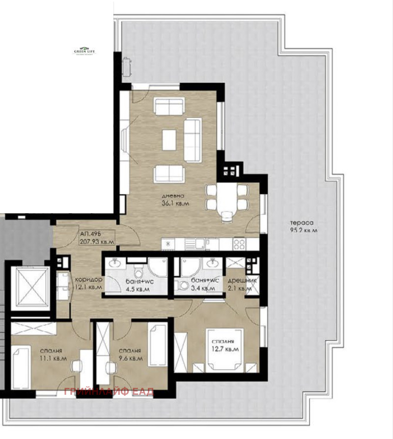 Satılık  3 yatak odası Sofia , Drujba 2 , 247 metrekare | 48659632