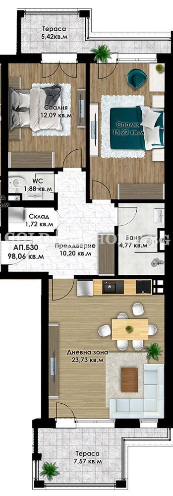 À vendre  2 chambres Plovdiv , Komatevo , 110 m² | 45020404 - image [7]
