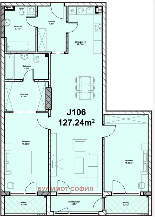In vendita  2 camere da letto Sofia , Poligona , 151 mq | 86679096 - Immagine [9]