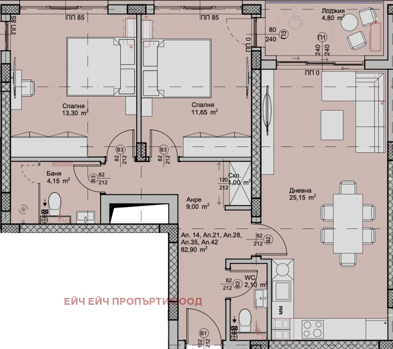 In vendita  2 camere da letto Plovdiv , Hristo Smirnenski , 97 mq | 90661380 - Immagine [2]