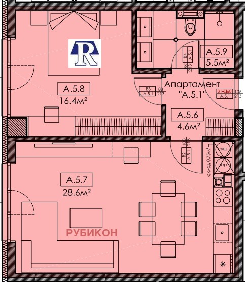 Satılık  1 yatak odası Pleven , Şirok centar , 73 metrekare | 55165849