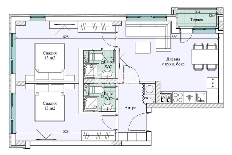 Till salu  2 sovrum Plovdiv , Vastanitjeski , 89 kvm | 74024937 - bild [6]