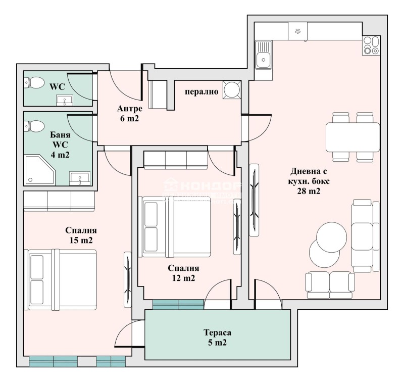 En venta  2 dormitorios Plovdiv , Trakiya , 103 metros cuadrados | 76104408 - imagen [2]