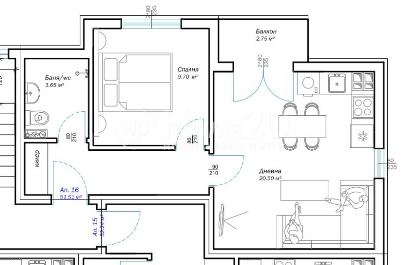 Продава  2-стаен град Варна , м-т Пчелина , 59 кв.м | 24819271 - изображение [2]