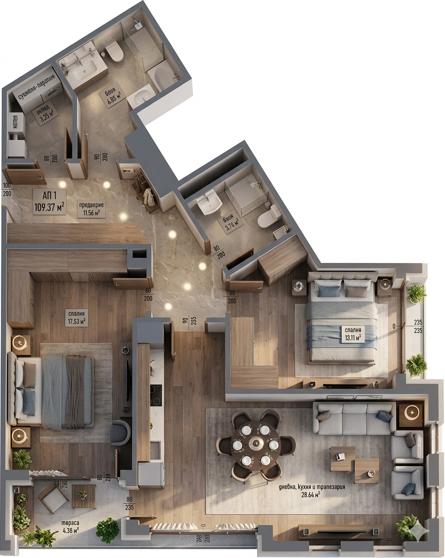 Продава 3-СТАЕН, гр. София, Малинова долина