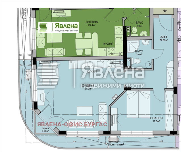 Продава 2-СТАЕН, гр. Бургас, област Бургас, снимка 1 - Aпартаменти - 48301489