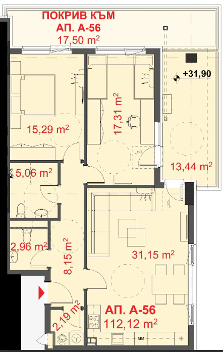 Myytävänä  2 makuuhuonetta Burgas , Slavejkov , 134 neliömetriä | 98978520 - kuva [2]