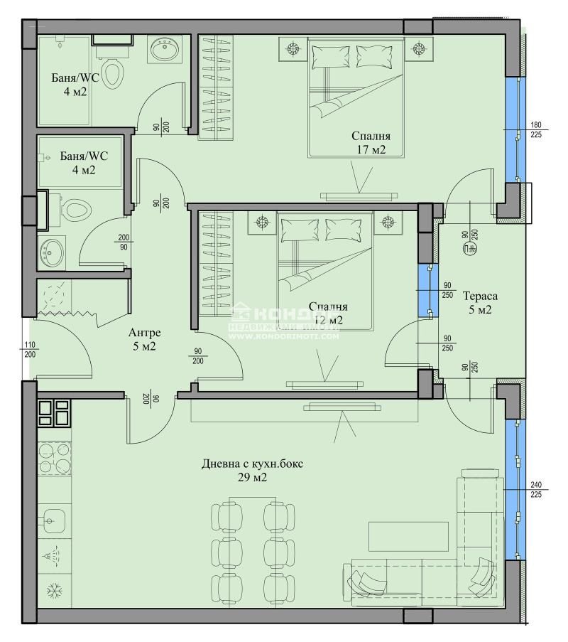 Продава  3-стаен, град Пловдив, Кършияка •  114 400 EUR • ID 30202481 — holmes.bg - [1] 