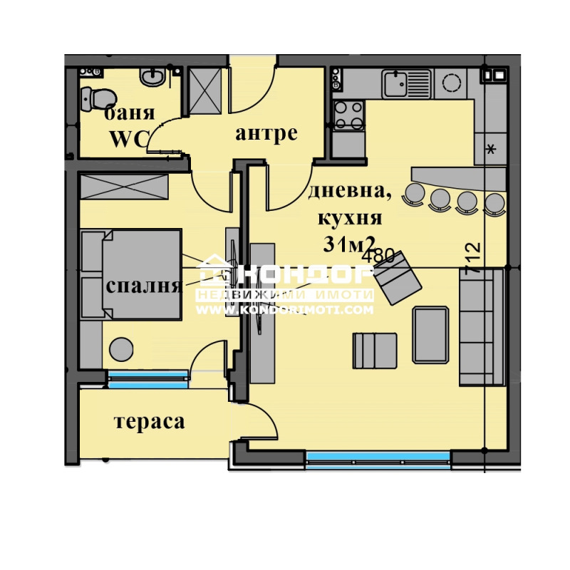 À venda  1 quarto Plovdiv , Ostromila , 70 m² | 53791019 - imagem [2]