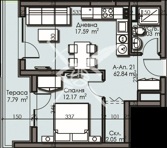 Продава  2-стаен град Бургас , Изгрев , 62 кв.м | 59521359 - изображение [2]