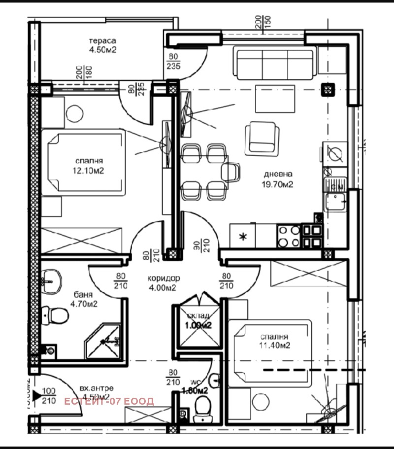 À venda  2 quartos Plovdiv , Iujen , 86 m² | 78786114