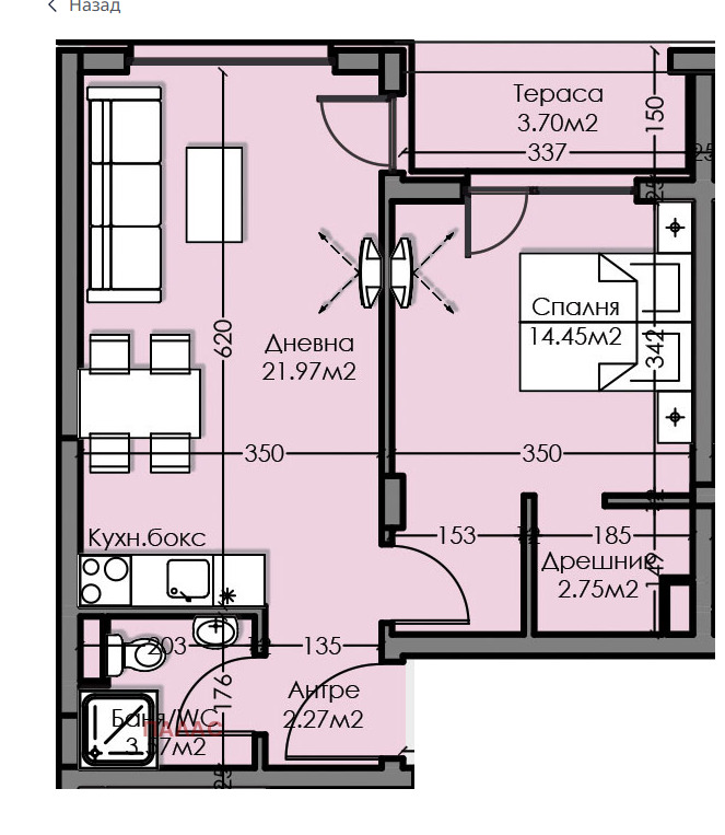 Продава 2-СТАЕН, гр. Бургас, област Бургас, снимка 5 - Апартаменти - 53902140